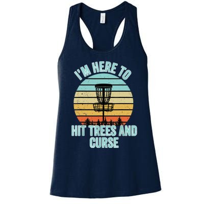 Disc Golf Funny Hit Trees And Curse Retro Disc Golf Gi T Women's Racerback Tank