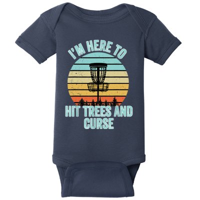 Disc Golf Funny Hit Trees And Curse Retro Disc Golf Gi T Baby Bodysuit