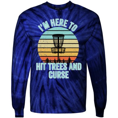 Disc Golf Funny Hit Trees And Curse Retro Disc Golf Gi T Tie-Dye Long Sleeve Shirt