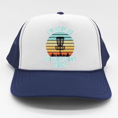 Disc Golf Funny Hit Trees And Curse Retro Disc Golf Gi T Trucker Hat