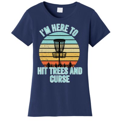 Disc Golf Funny Hit Trees And Curse Retro Disc Golf Gi T Women's T-Shirt