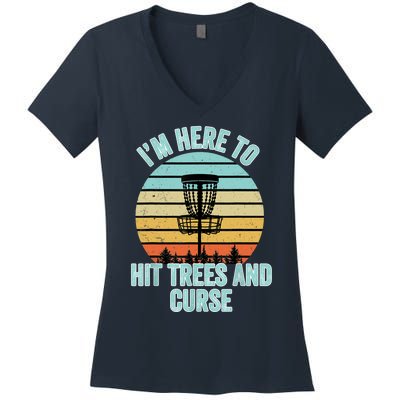 Disc Golf Funny Hit Trees And Curse Retro Disc Golf Gi T Women's V-Neck T-Shirt