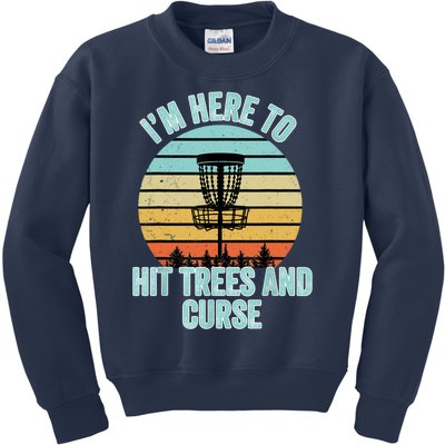 Disc Golf Funny Hit Trees And Curse Retro Disc Golf Gi T Kids Sweatshirt