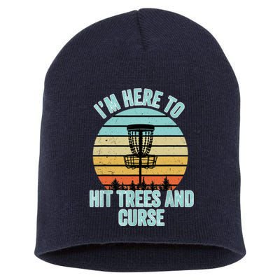 Disc Golf Funny Hit Trees And Curse Retro Disc Golf Gi T Short Acrylic Beanie