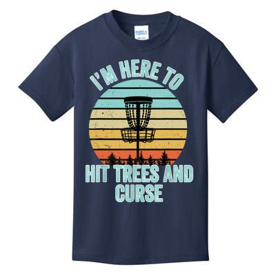 Disc Golf Funny Hit Trees And Curse Retro Disc Golf Gi T Kids T-Shirt