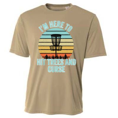 Disc Golf Funny Hit Trees And Curse Retro Disc Golf Gi T Cooling Performance Crew T-Shirt