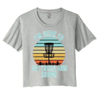 Disc Golf Funny Hit Trees And Curse Retro Disc Golf Gi T Women's Crop Top Tee