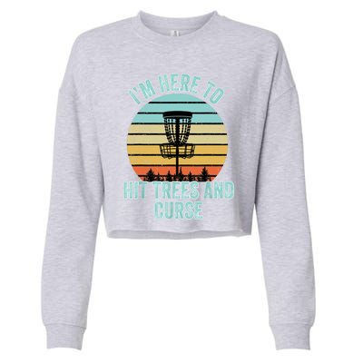 Disc Golf Funny Hit Trees And Curse Retro Disc Golf Gi T Cropped Pullover Crew