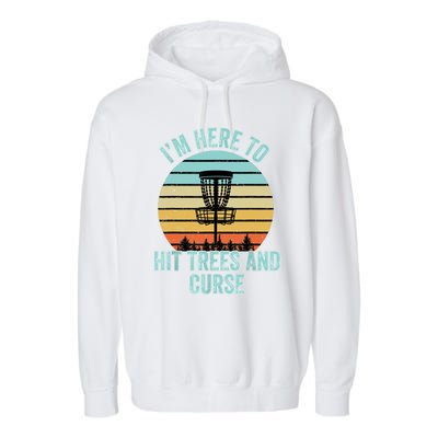 Disc Golf Funny Hit Trees And Curse Retro Disc Golf Gi T Garment-Dyed Fleece Hoodie