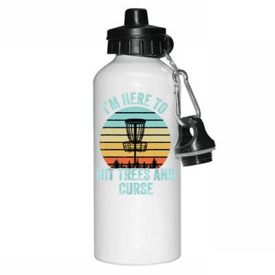 Disc Golf Funny Hit Trees And Curse Retro Disc Golf Gi T Aluminum Water Bottle