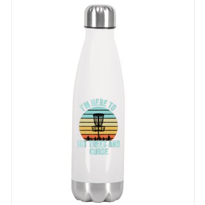 Disc Golf Funny Hit Trees And Curse Retro Disc Golf Gi T Stainless Steel Insulated Water Bottle