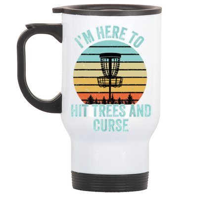 Disc Golf Funny Hit Trees And Curse Retro Disc Golf Gi T Stainless Steel Travel Mug