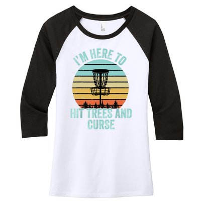 Disc Golf Funny Hit Trees And Curse Retro Disc Golf Gi T Women's Tri-Blend 3/4-Sleeve Raglan Shirt