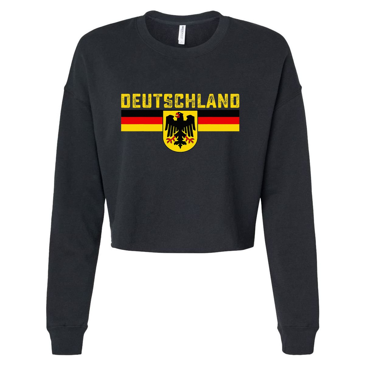 Deutschland Germany Flag Eagle German National Cropped Pullover Crew