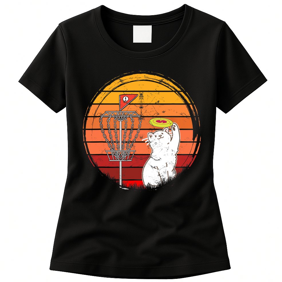 Disc Golf Frisbee Golf Disc Sport Players Cute Cat Lovers Womens T-Shirt