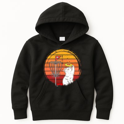 Disc Golf Frisbee Golf Disc Sport Players Cute Cat Lovers Kids Hoodie
