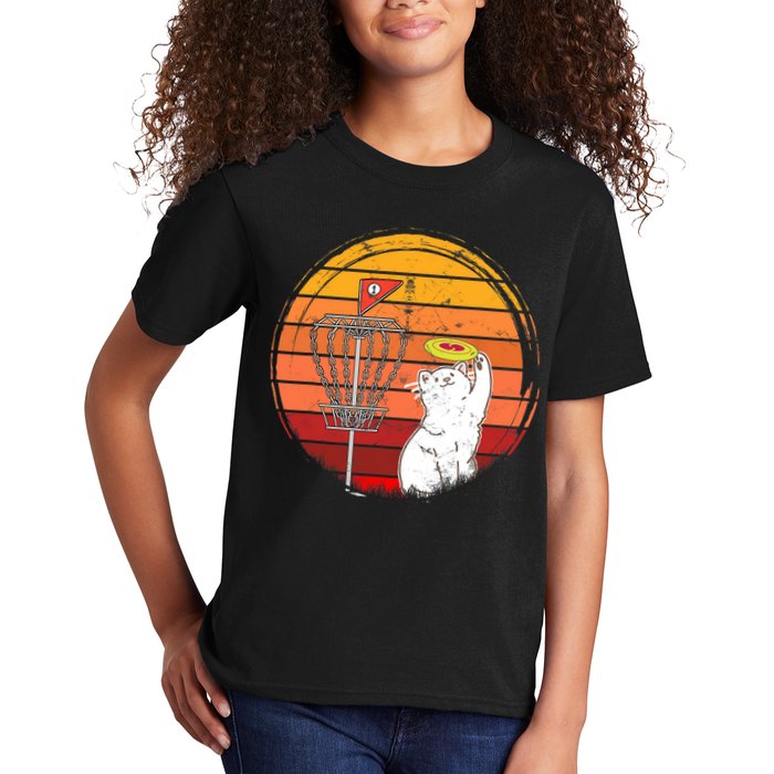 Disc Golf Frisbee Golf Disc Sport Players Cute Cat Lovers Kids T-Shirt