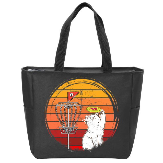 Disc Golf Frisbee Golf Disc Sport Players Cute Cat Lovers Zip Tote Bag