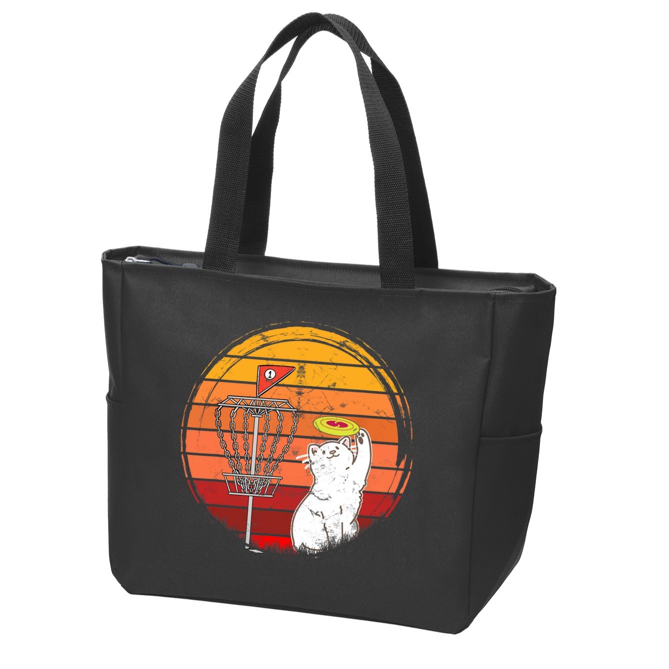 Disc Golf Frisbee Golf Disc Sport Players Cute Cat Lovers Zip Tote Bag