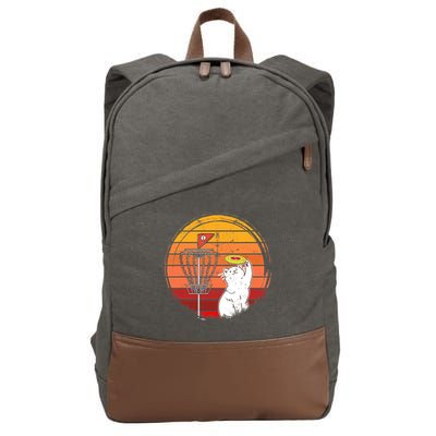 Disc Golf Frisbee Golf Disc Sport Players Cute Cat Lovers Cotton Canvas Backpack
