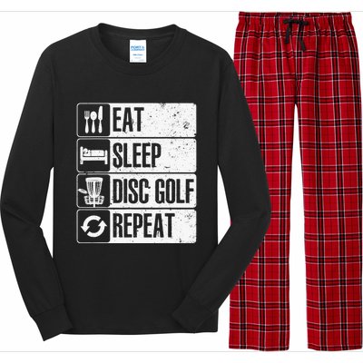 Disc Golf Funny Hit Trees and Curse Retro Disc Golf Long Sleeve Pajama Set