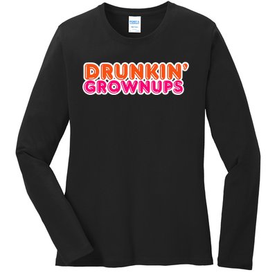 Drunkin Grownups Funny Parody Party Ladies Long Sleeve Shirt