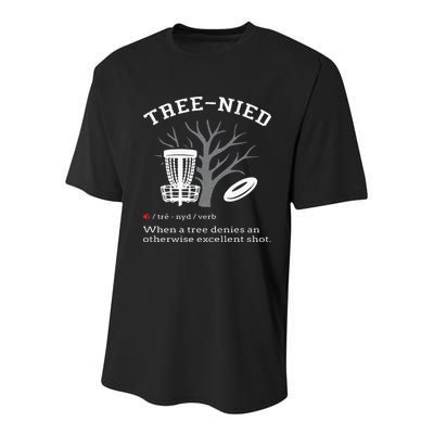 Disc Golf Funny Stupid Tree Treenied III Youth Performance Sprint T-Shirt