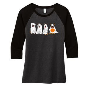 Dog Ghost Funny Halloween Mummy Dog Lover Matching Family Women's Tri-Blend 3/4-Sleeve Raglan Shirt