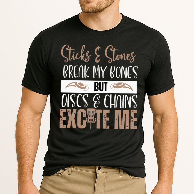 Disc Golf Funny Discs & Chains Excite Me Brown Cooling Performance Crew T-Shirt