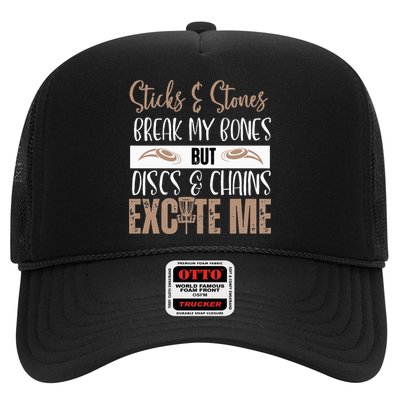 Disc Golf Funny Discs & Chains Excite Me Brown Trucker Hat