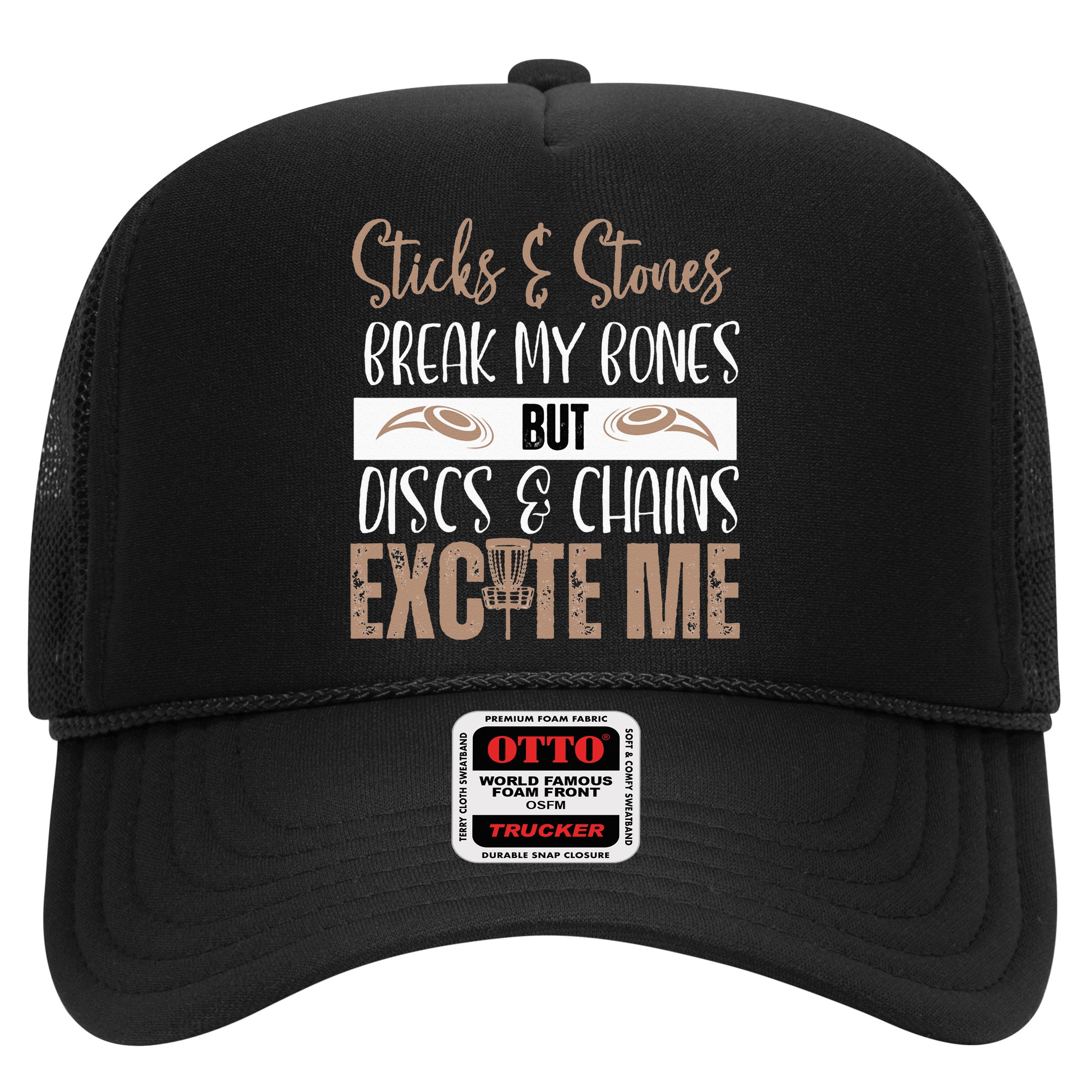 Disc Golf Funny Discs & Chains Excite Me Brown Hat