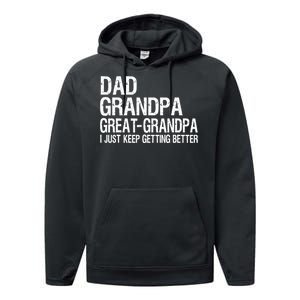 Dad Grandpa Great Grandpa Funny Fathers Day Grandpa Gift Performance Fleece Hoodie