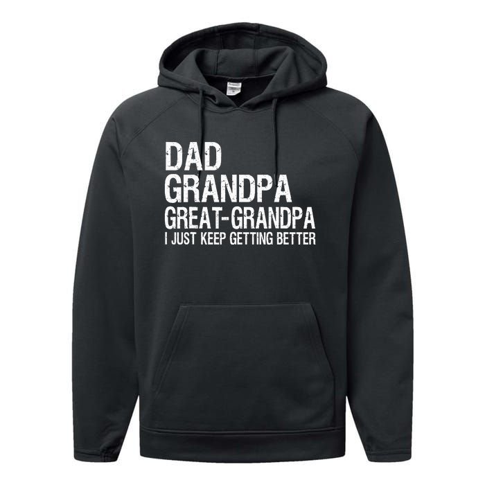 Dad Grandpa Great Grandpa Funny Fathers Day Grandpa Gift Performance Fleece Hoodie