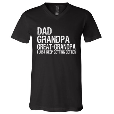 Dad Grandpa Great Grandpa Funny Fathers Day Grandpa Gift V-Neck T-Shirt