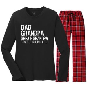 Dad Grandpa Great Grandpa Funny Fathers Day Grandpa Gift Women's Long Sleeve Flannel Pajama Set 