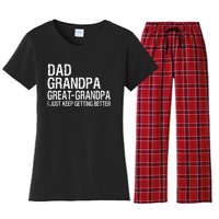 Dad Grandpa Great Grandpa Funny Fathers Day Grandpa Gift Women's Flannel Pajama Set