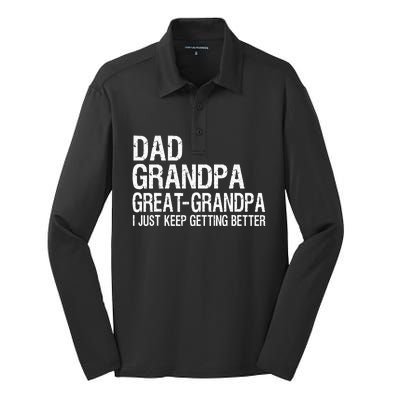 Dad Grandpa Great Grandpa Funny Fathers Day Grandpa Gift Silk Touch Performance Long Sleeve Polo