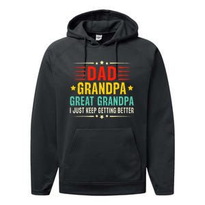 Dad Grandpa Great Grandpa Cool Performance Fleece Hoodie