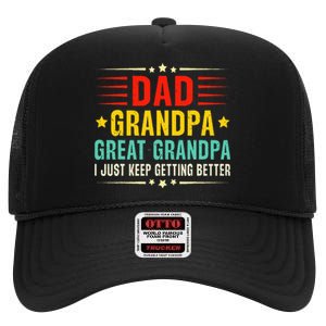 Dad Grandpa Great Grandpa Cool High Crown Mesh Back Trucker Hat