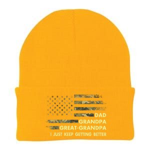 Dad Grandpa Great Grandpa Fathers Day Flag Gift Tee Knit Cap Winter Beanie