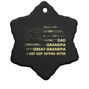 Dad Grandpa Great Grandpa Fathers Day Flag Gift Tee Ceramic Star Ornament