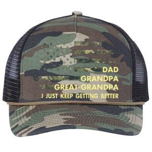 Dad Grandpa Great Grandpa Fathers Day Flag Gift Tee Retro Rope Trucker Hat Cap