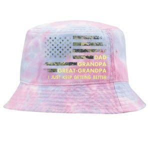 Dad Grandpa Great Grandpa Fathers Day Flag Gift Tee Tie-Dyed Bucket Hat