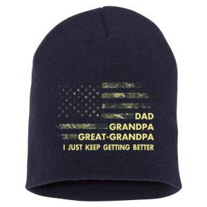 Dad Grandpa Great Grandpa Fathers Day Flag Gift Tee Short Acrylic Beanie