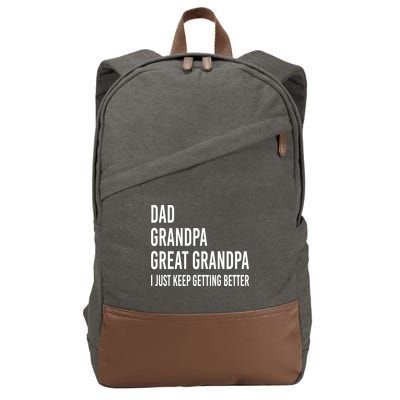 Dad Grandpa Great Grandpa Fathers Day Gift From Grand Gift Cotton Canvas Backpack