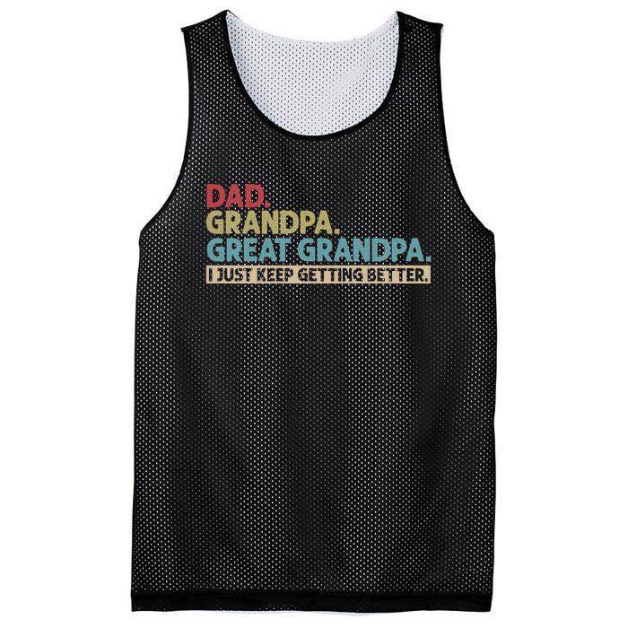 Dad Grandpa Great Grandpa I Just Keep Getting Beeter Family Retro Mesh Reversible Basketball Jersey Tank