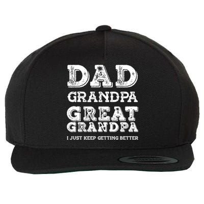 Dad Grandpa Great Grandpa I Just Keep Getting Better Funny Gift Wool Snapback Cap