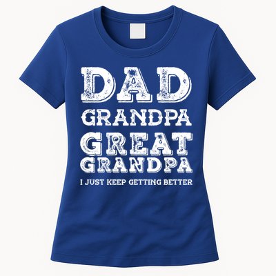 Dad Grandpa Great Grandpa I Just Keep Getting Better Funny Gift Womens T-Shirt