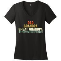 Dad Grandpa Great Grandpa Funny fathers day Great Grandpa Women's V-Neck T-Shirt