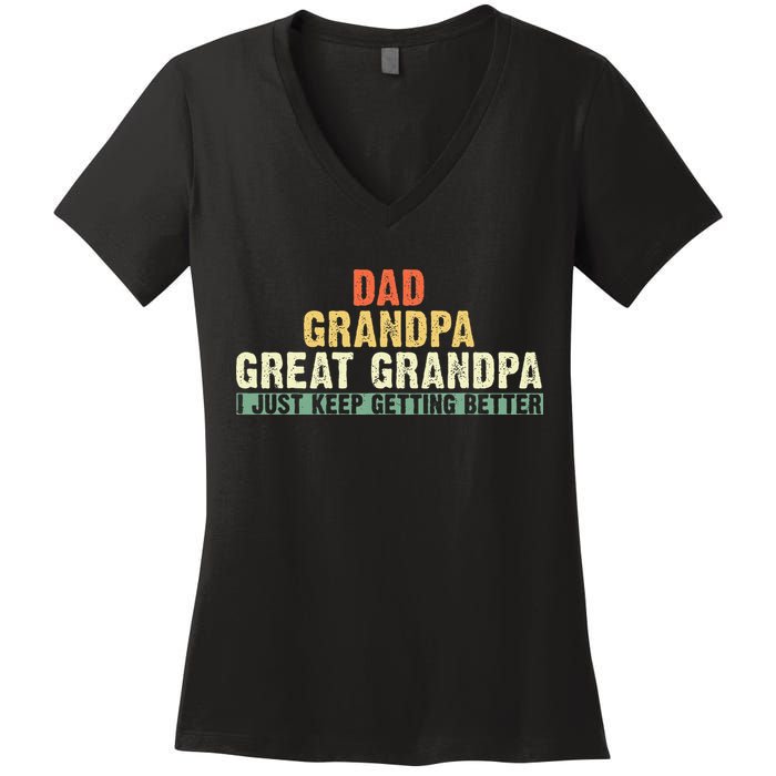 Dad Grandpa Great Grandpa Funny fathers day Great Grandpa Women's V-Neck T-Shirt